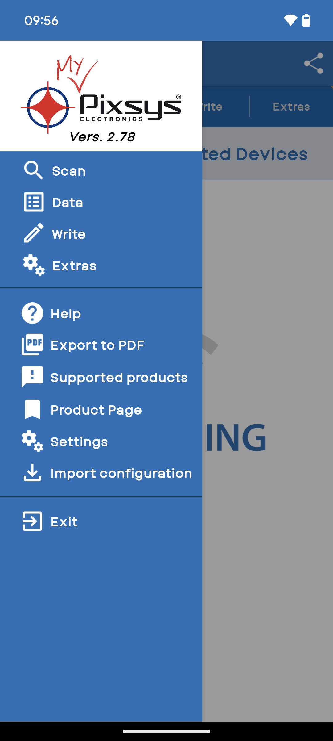 Mypixsys app programming of pixsys devices equipped with nfc